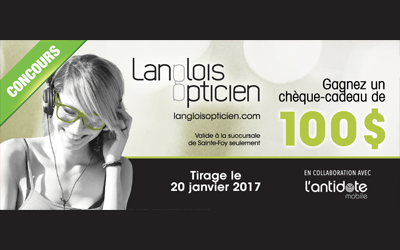 Concours gagnez un chèque-cadeau Langlois Opticien de 100 $