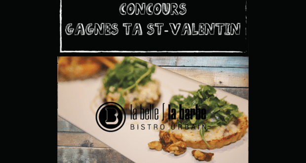 Concours gagnez un repas de Saint-Valentin pour deux personnes