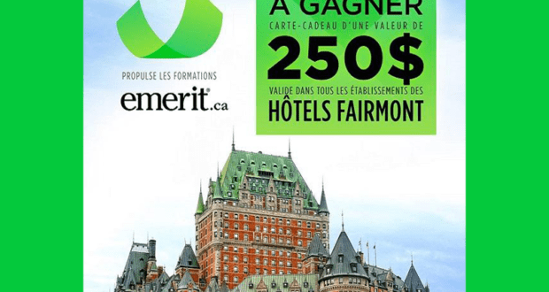 Concours gagnez une carte-cadeau Hôtels Fairmont de 250$