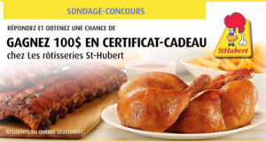 Concours gagnez une carte-cadeau Rôtisseries St-Hubert de 100$