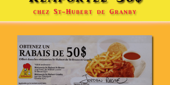 Concours gagnez une carte-cadeau Rôtisseries St-Hubert de 50$