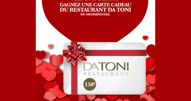 Concours gagnez une carte-cadeau de 150$ du restaurant Da Toni