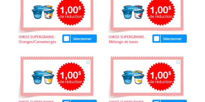 Coupons de 6,50$ sur des produits Oikos Supergrains