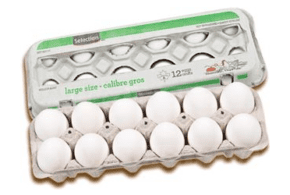 Douzaine d’oeufs gros calibre à 1,88$