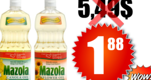 Huile de maïs Mazola (1,42 L) à 1,88$