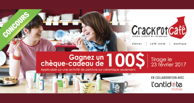 Concours gagnez 100 $ au Crackpot Café