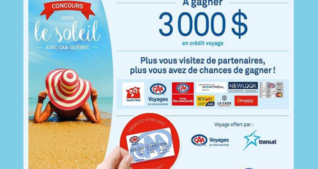 Concours gagnez 3000$ en crédit voyage offert par CAA-Québec et Transat