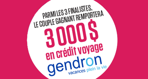Concours gagnez un Crédit-voyage de 3000$ de Gendron Vacances