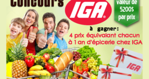 Concours gagnez un an d'épicerie chez IGA