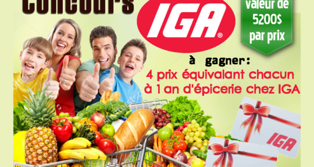 Concours gagnez un an d'épicerie chez IGA