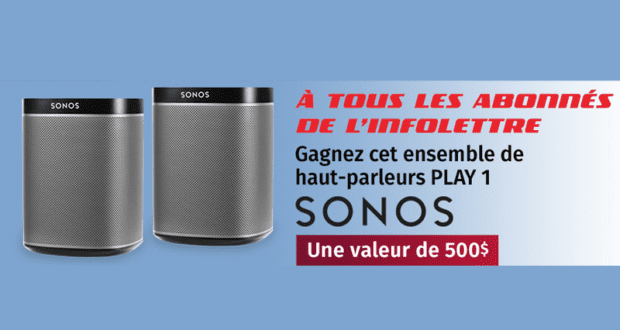 Concours gagnez un ensemble de haut-parleurs Play 1 de Sonos