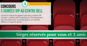 Concours gagnez une Soirée VIP pour un match de hockey au Centre Bell
