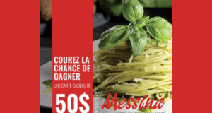 Concours gagnez une carte-cadeau Messina de 50$