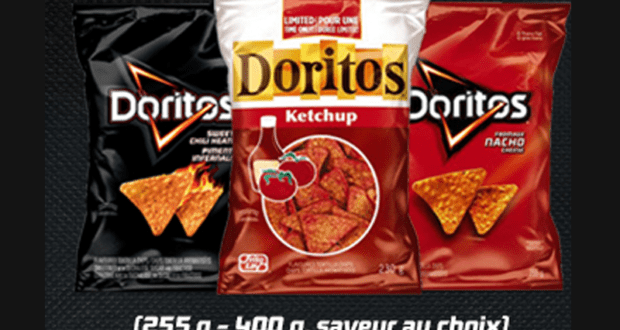 Coupon de 1$ sur 3 sacs de chips tortilla Doritos