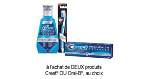 Coupon de 2$ sur DEUX produits Crest OU Oral-B au choix