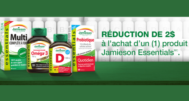 Coupon de 2$ sur un produit Jamieson Essentials