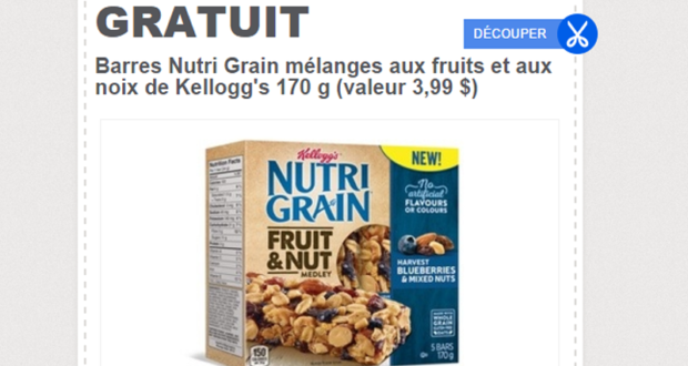 Un emballage de barres Nutri Grain Gratuit