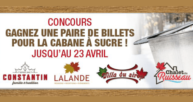 24 paires de billets repas pour les cabanes à sucre