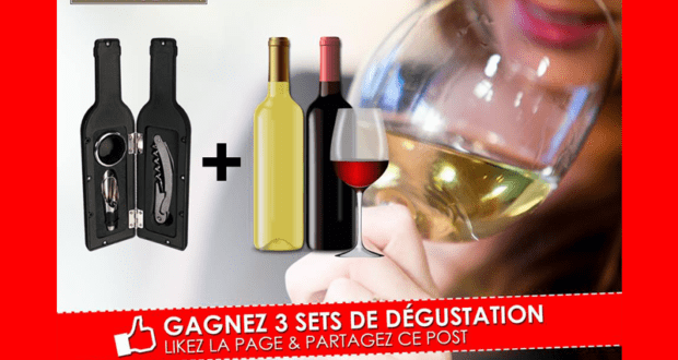 3 sets de dégustation avec 2 bouteilles de vin