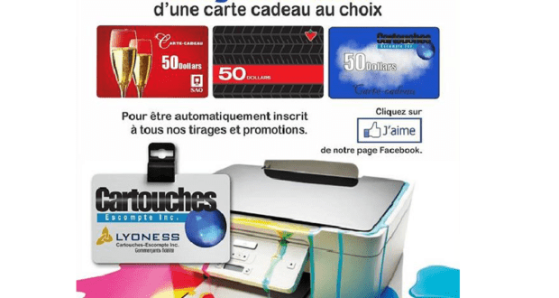 50$ à dépenser à la SAQ, au Canadian Tire ou chez Cartouches-Escompte