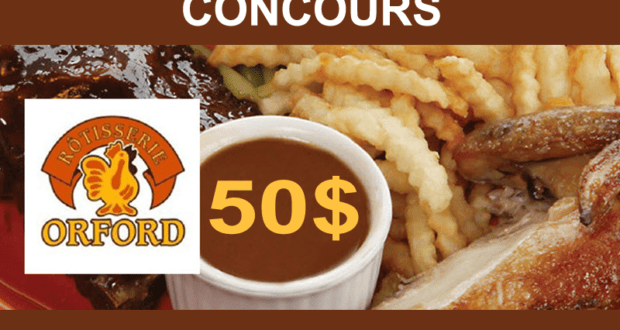 50$ à la Rôtisserie Orford à Magog