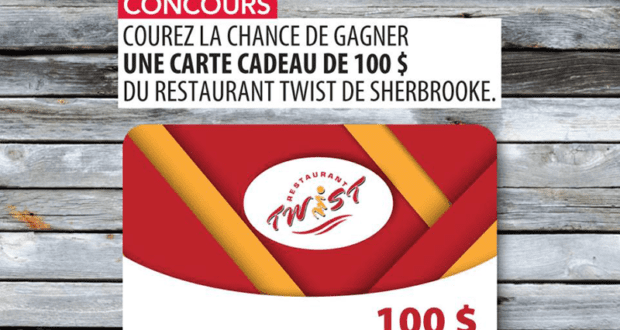 Carte cadeau de 100 $ du restaurant TWIST