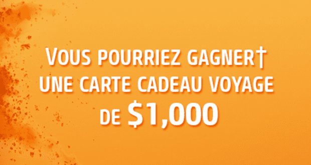 Concours gagnez une carte cadeau voyage de 1000$