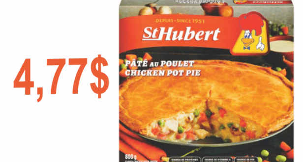 Pâtés, tourtière ou quiche St-Hubert à 4,77$