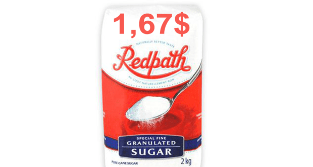 Sucre granulé Redpath 2 kg à 1,67$