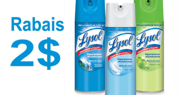 2$ de rabais sur un vaporisateur désinfectant Lysol