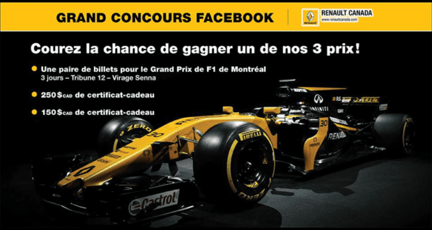 Billets pour le Grand Prix de Formule 1 (valeur 872.50$)