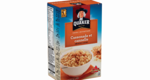 Boîte de gruau instantané Quaker 216 g – 430 g à 1.50$