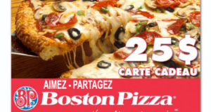 Carte-cadeau Boston Pizza d'une valeur de 25 $