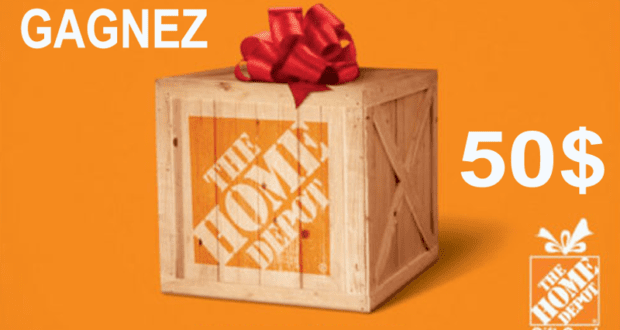 Carte cadeau Home Depot de 50$