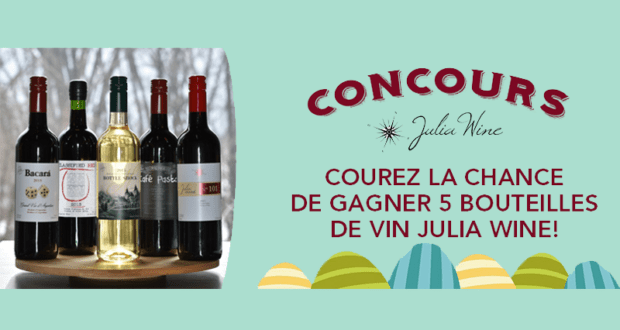 Cinq bouteilles de vin Julia Wine