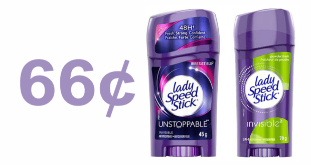 Déodorant Lady Speed Stick à 66¢