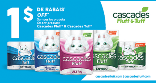 Emballage de 12 rouleaux doubles Cascades Fluff ou tuff à 2.99$