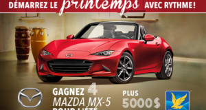 Gagnez 4 Mazda MX-5 décapotable et 5000$ d’essence