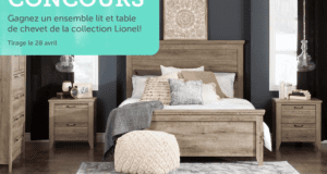 Un lit et table de chevet de la collection Meubles South Shore