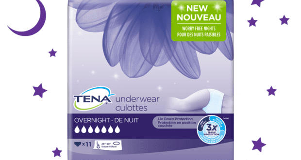 Échantillons gratuits de la nouvelle culotte de nuit Tena