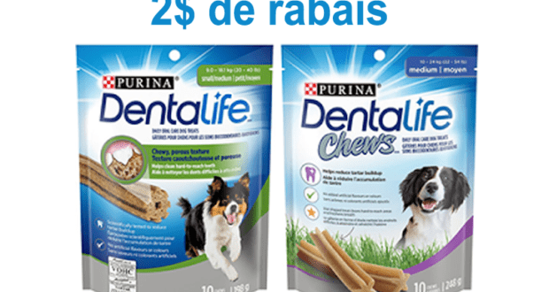 2$ de rabais à l'achat d'un sac de gâteries pour chiens Purina