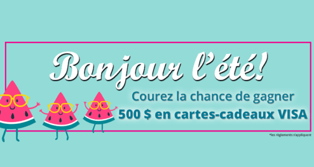 5 cartes-cadeaux VISA de 100$