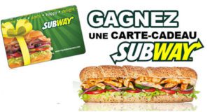 Carte cadeau Subway de 50$