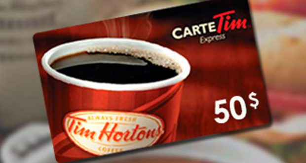 Carte cadeau Tim Horton's de 50$