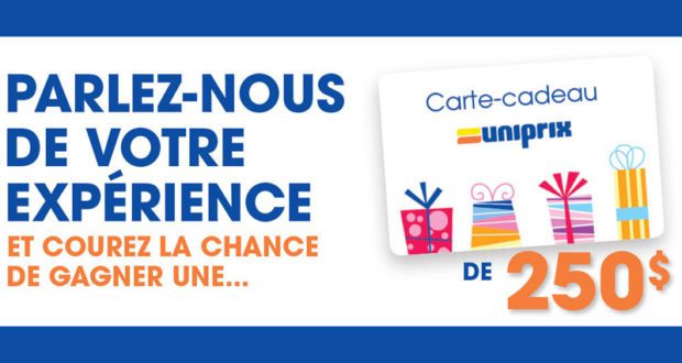 7 cartes-cadeaux Uniprix de 250 $ chacune