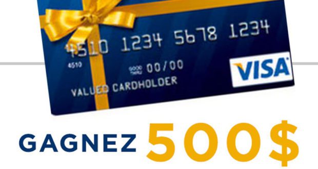 Une carte-cadeau prépayée Visa de 500 $