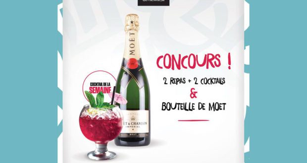 Souper pour 2 avec une bouteille de Moet + 2 cocktails