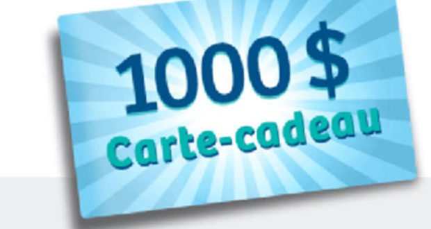 1000 $ en carte cadeau