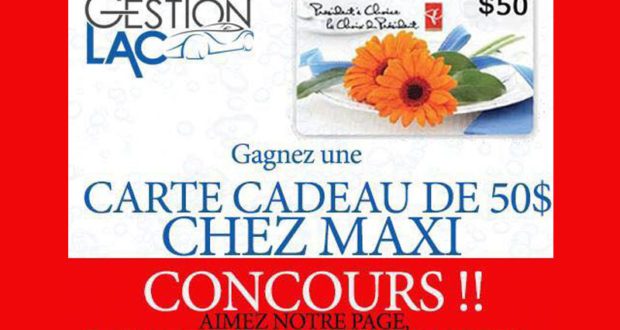 Carte cadeau de 50$ chez MAXI