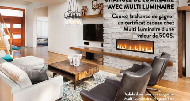 Certificat cadeau chez Multi Luminaire d'une valeur de 500$